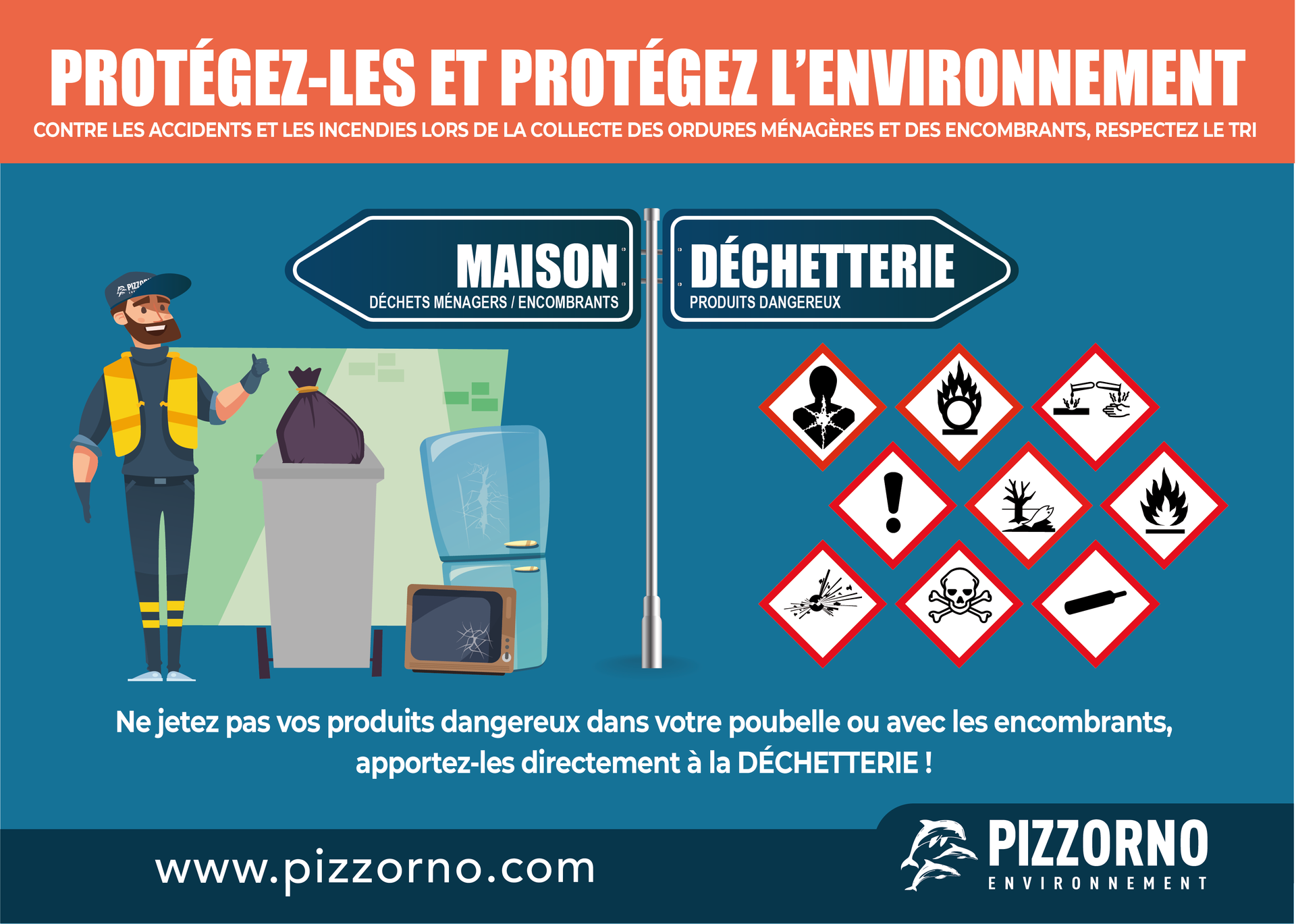 Déchets Organique Projet Environnemental Page De Garde Se débarrasser des produits dangereux - Pizzorno Environnement