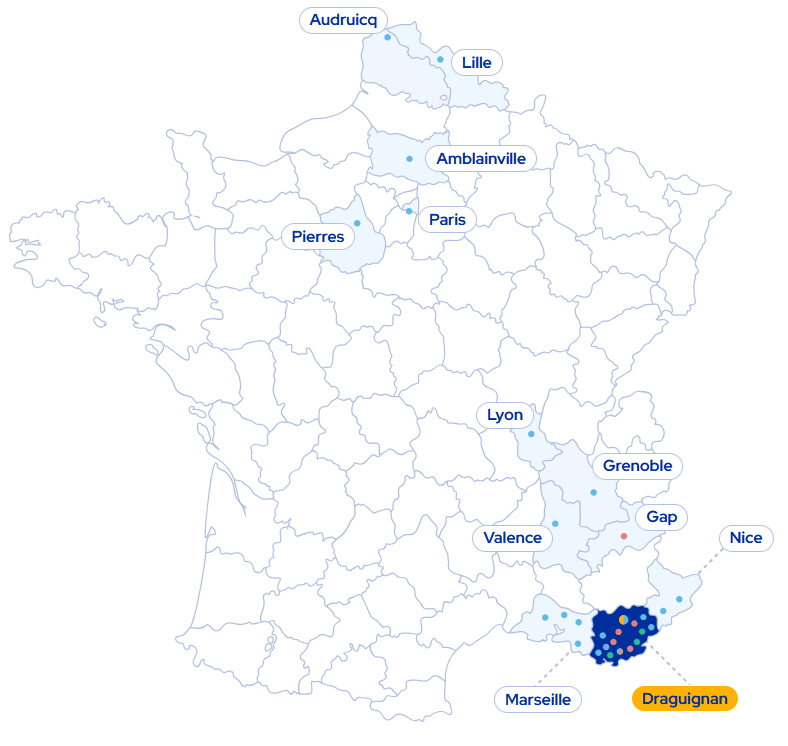 Carte des implantations Pizzorno en France